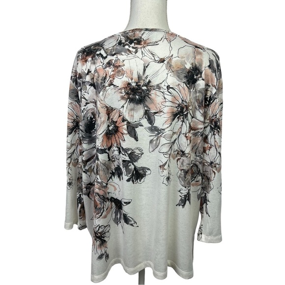 Alfred Dunner Women’s Pullover Top Sz 1X Multi Color Floral  3/4 Sleeves Bling - Picture 5 of 11